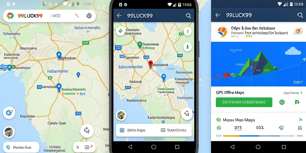 Antarmuka aplikasi GPS Offline Maps 99LUCK99 yang stylish dan fungsional.
