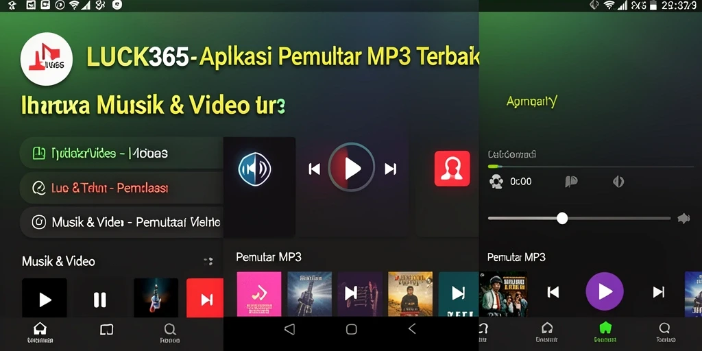 Antarmuka LUCK365 menampilkan pemutar MP3 yang intuitif dan menarik.